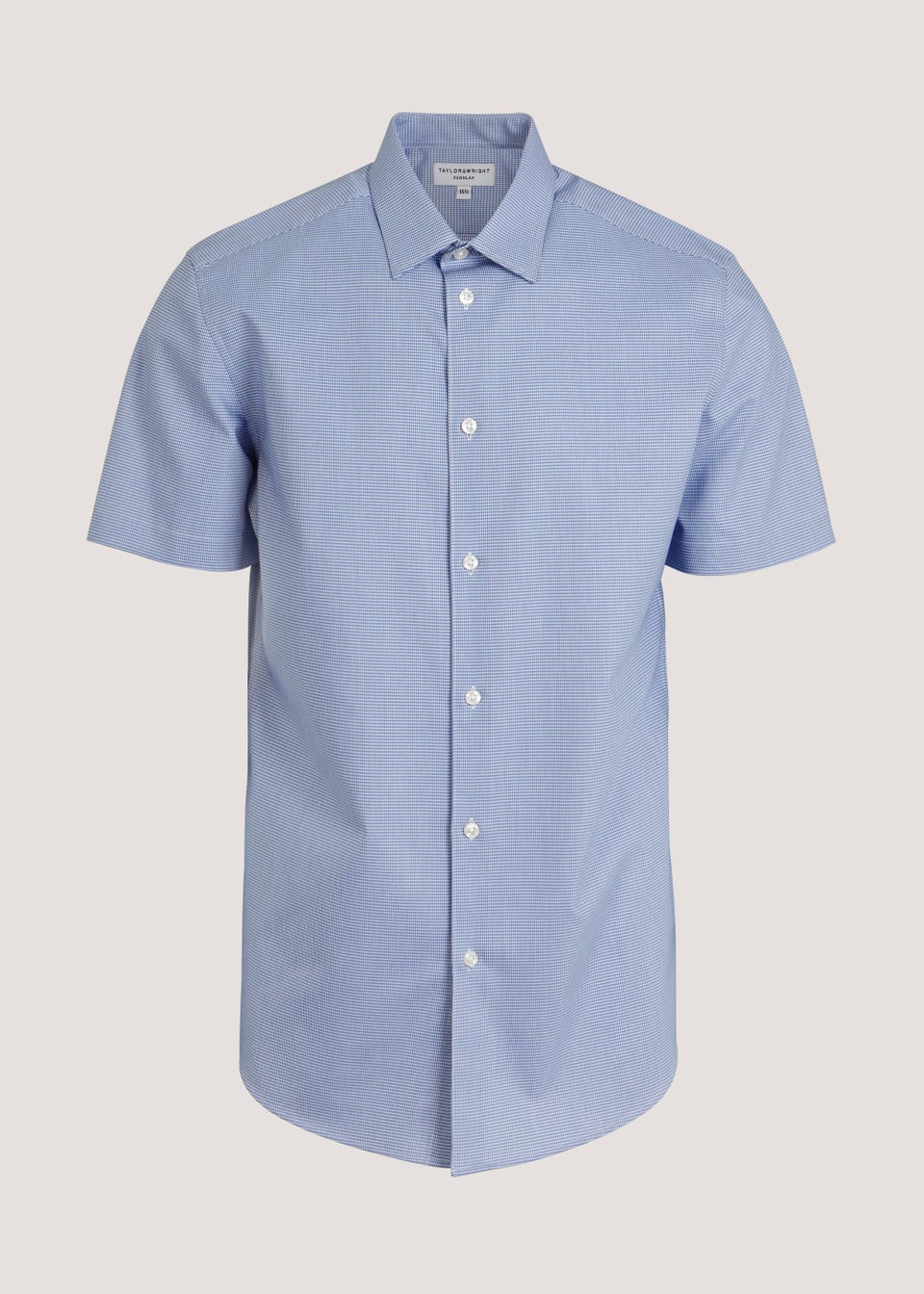 Taylor & Wright Blue Puppytooth Regular Fit Short Sleeve Shirt