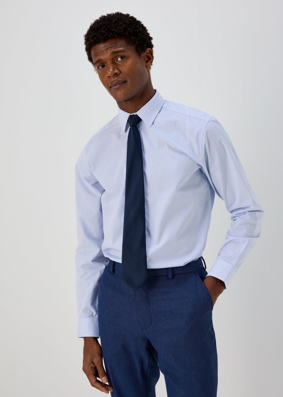 Taylor & Wright Blue Stripe Regular Fit Shirt - Matalan