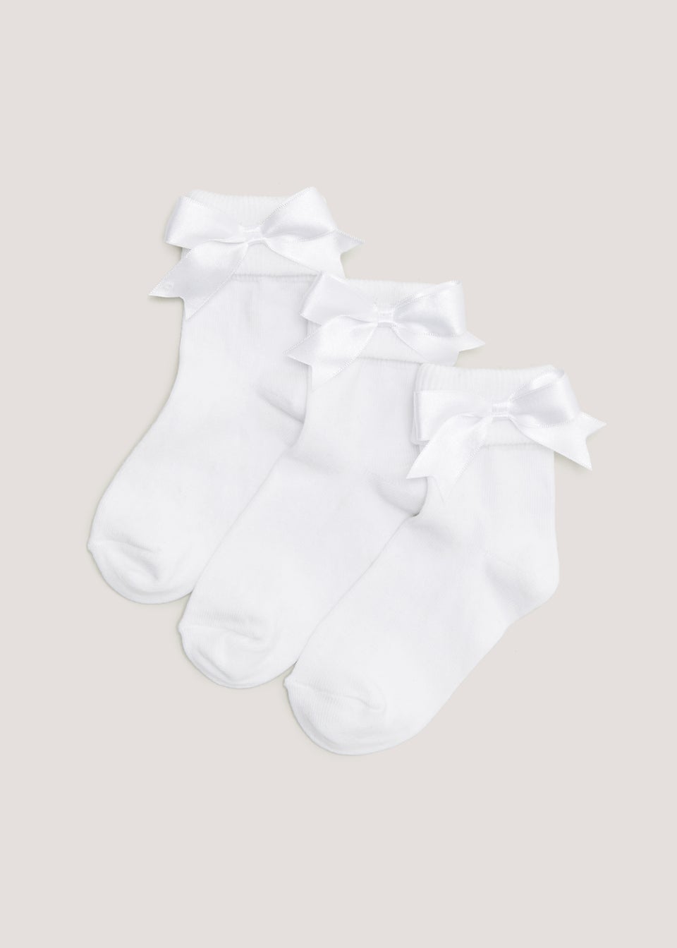 3 Pack White Bow Socks (Younger 6-Older 5.5)