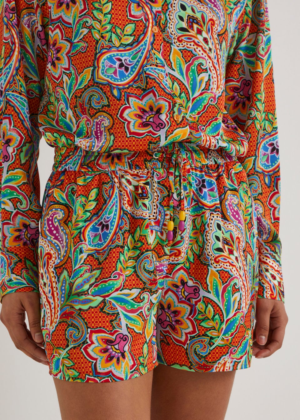 Be Beau Multicoloured Paisley Satin Shorts