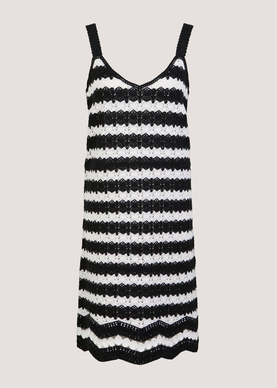 Monochrome Stripe Crochet Look Dress
