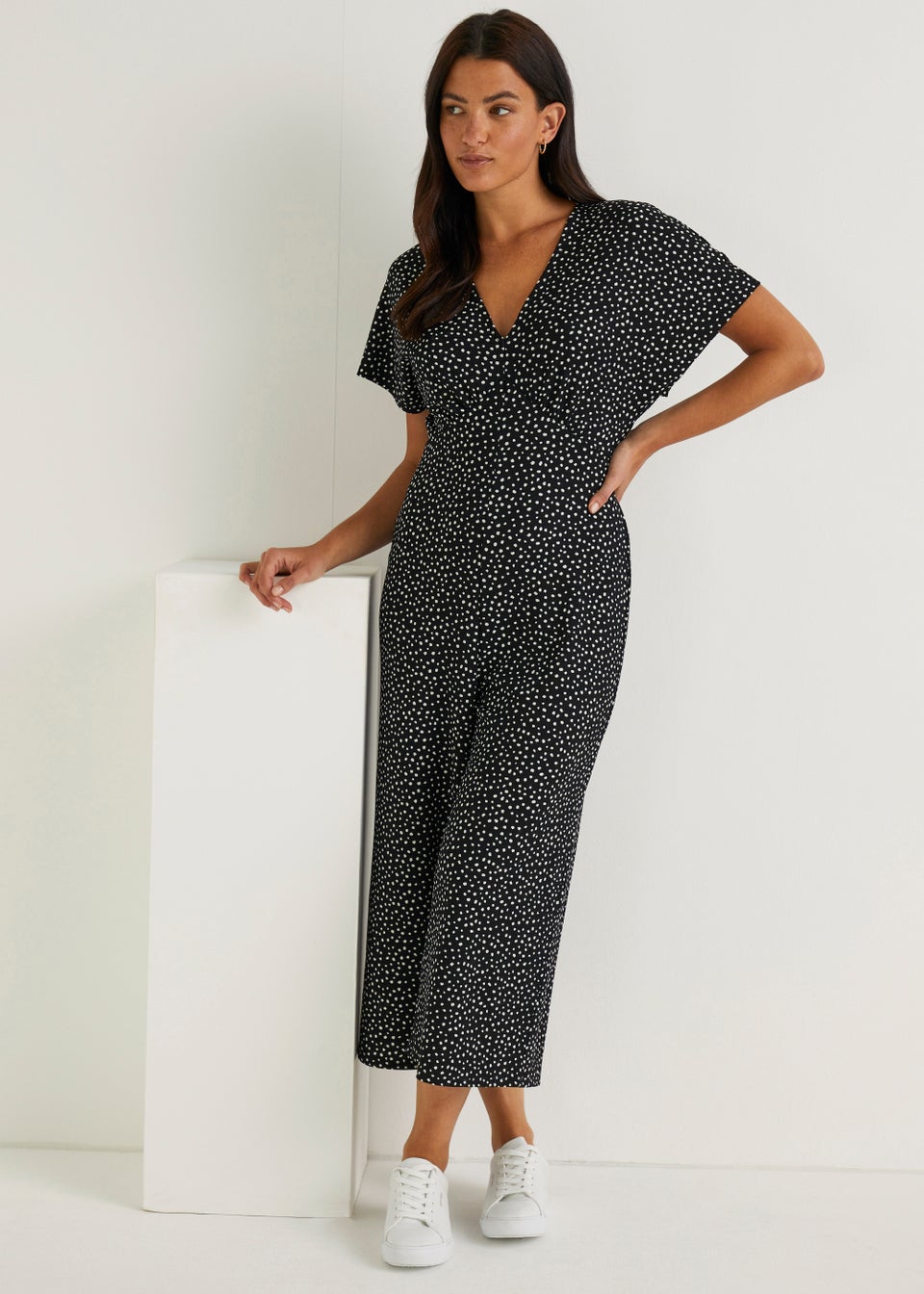 Papaya Petite Black Spot Crinkle Jersey Jumpsuit