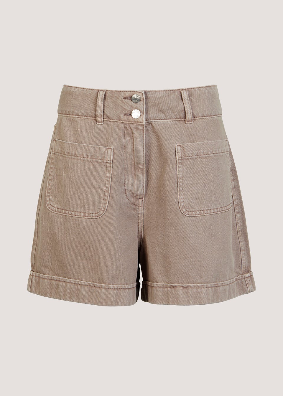 Stone Button Denim Shorts