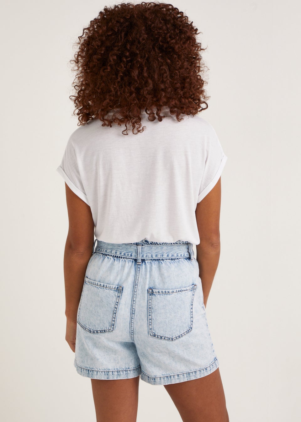Light Wash Tie Waisted Denim Shorts Matalan