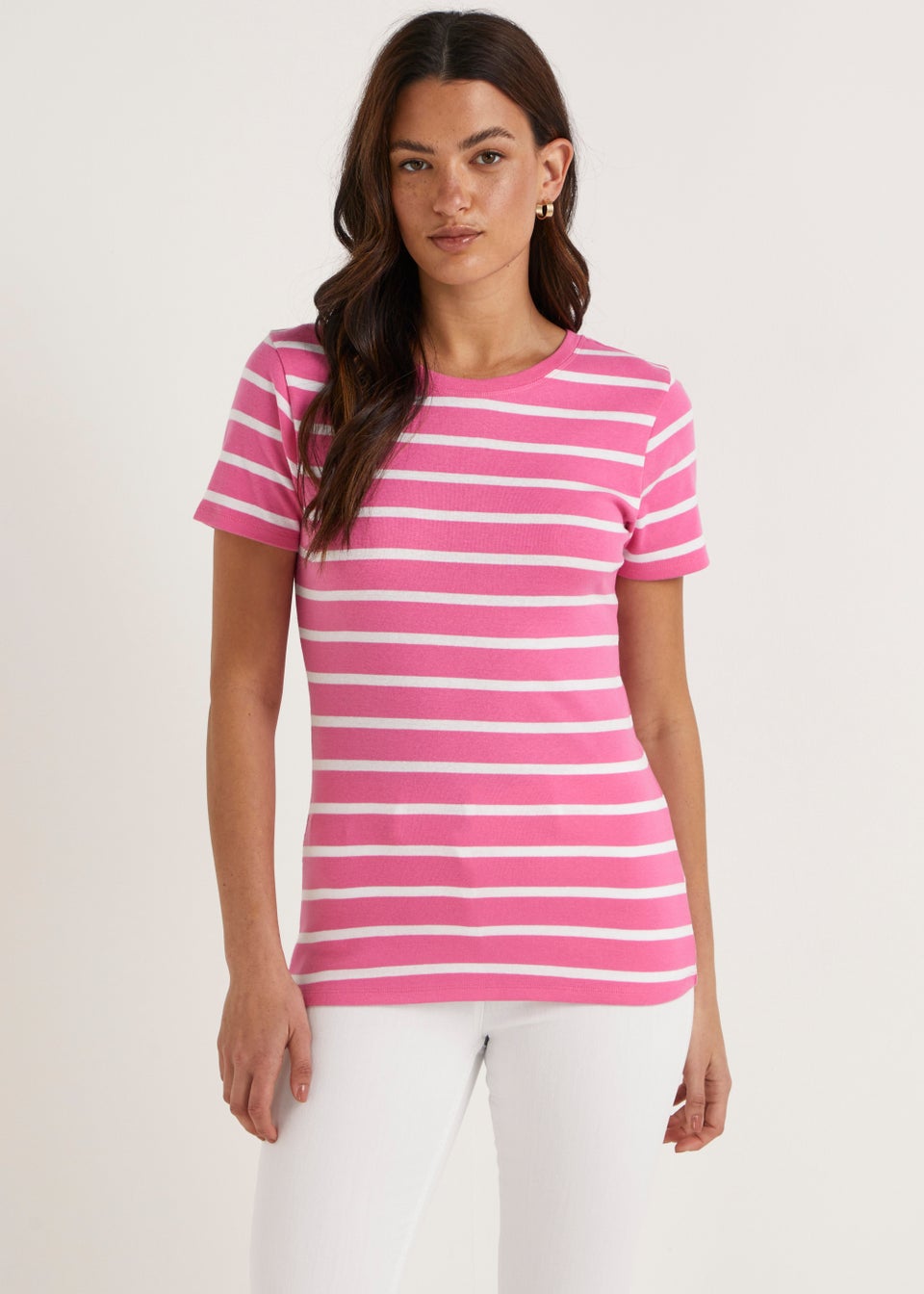 pink and white striped t shirt