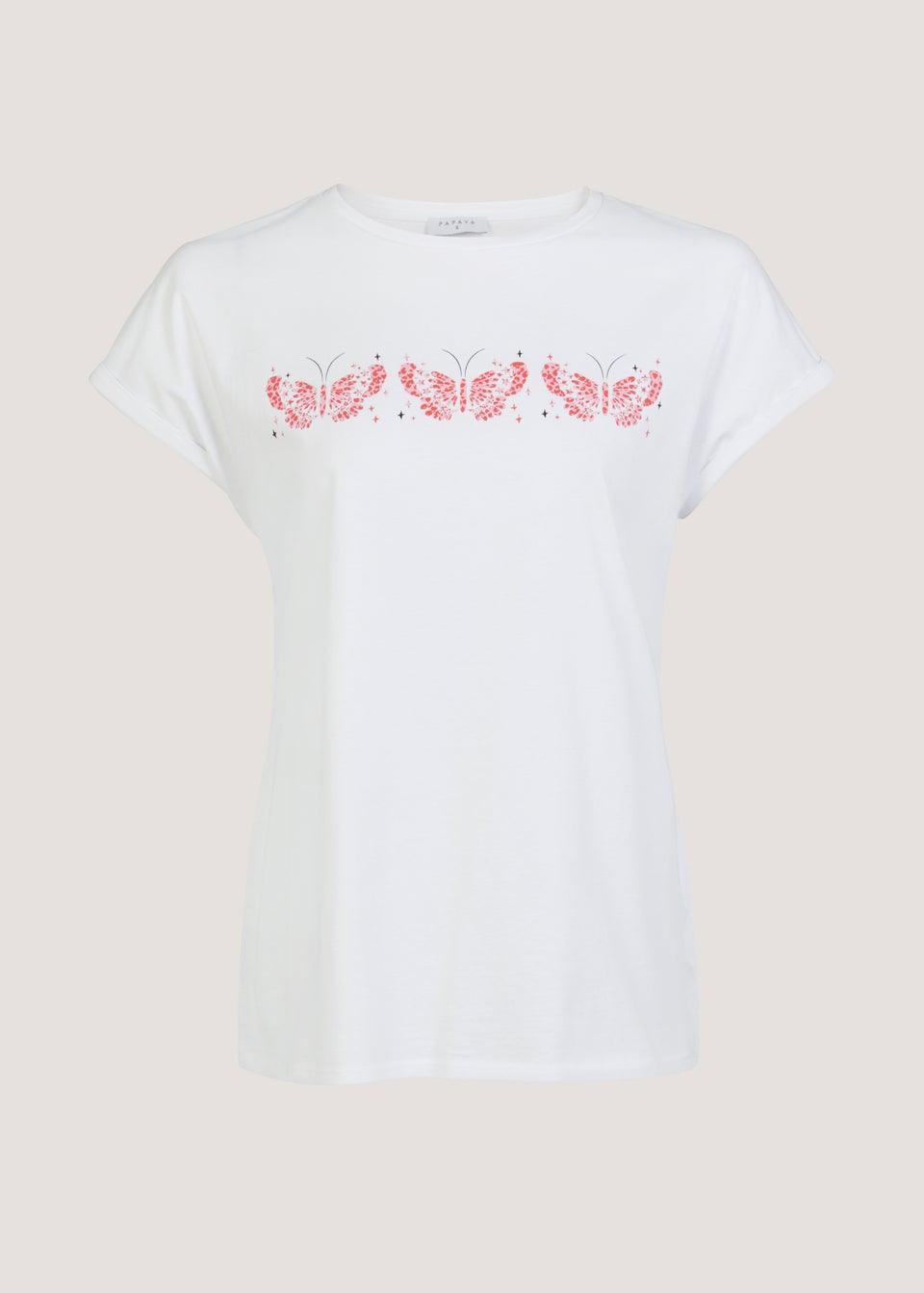 White Butterfly Print T-Shirt