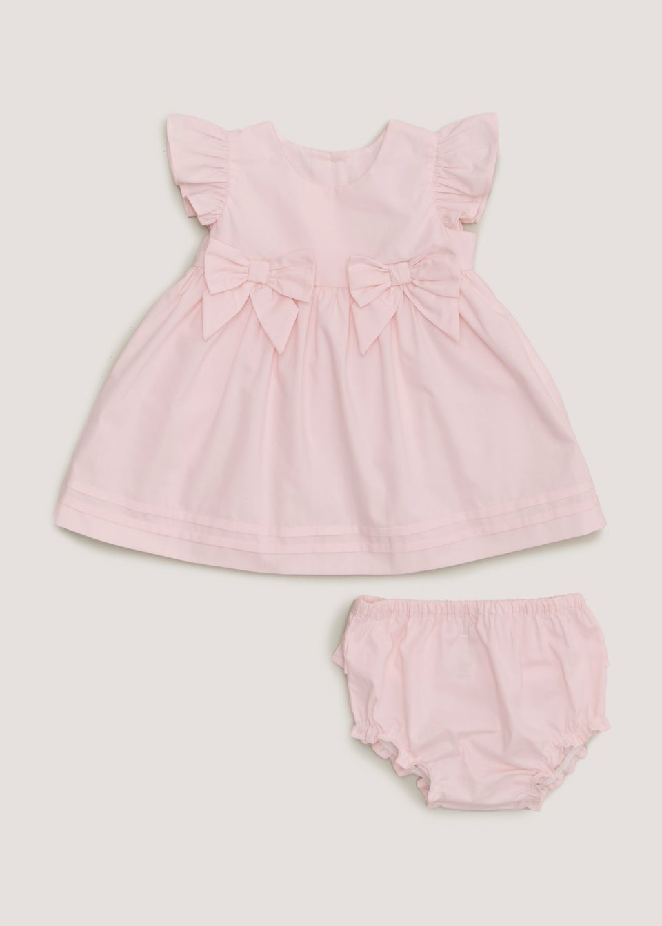 Baby Pink Bow Occasion Dress Knickers Set Newborn 18mths Matalan