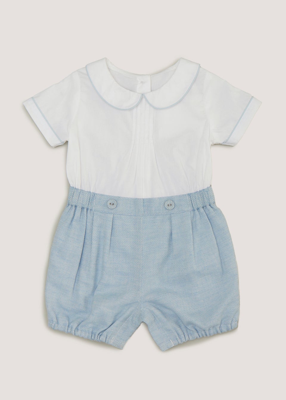 Baby Blue Smart Twill Romper Newborn 18mths