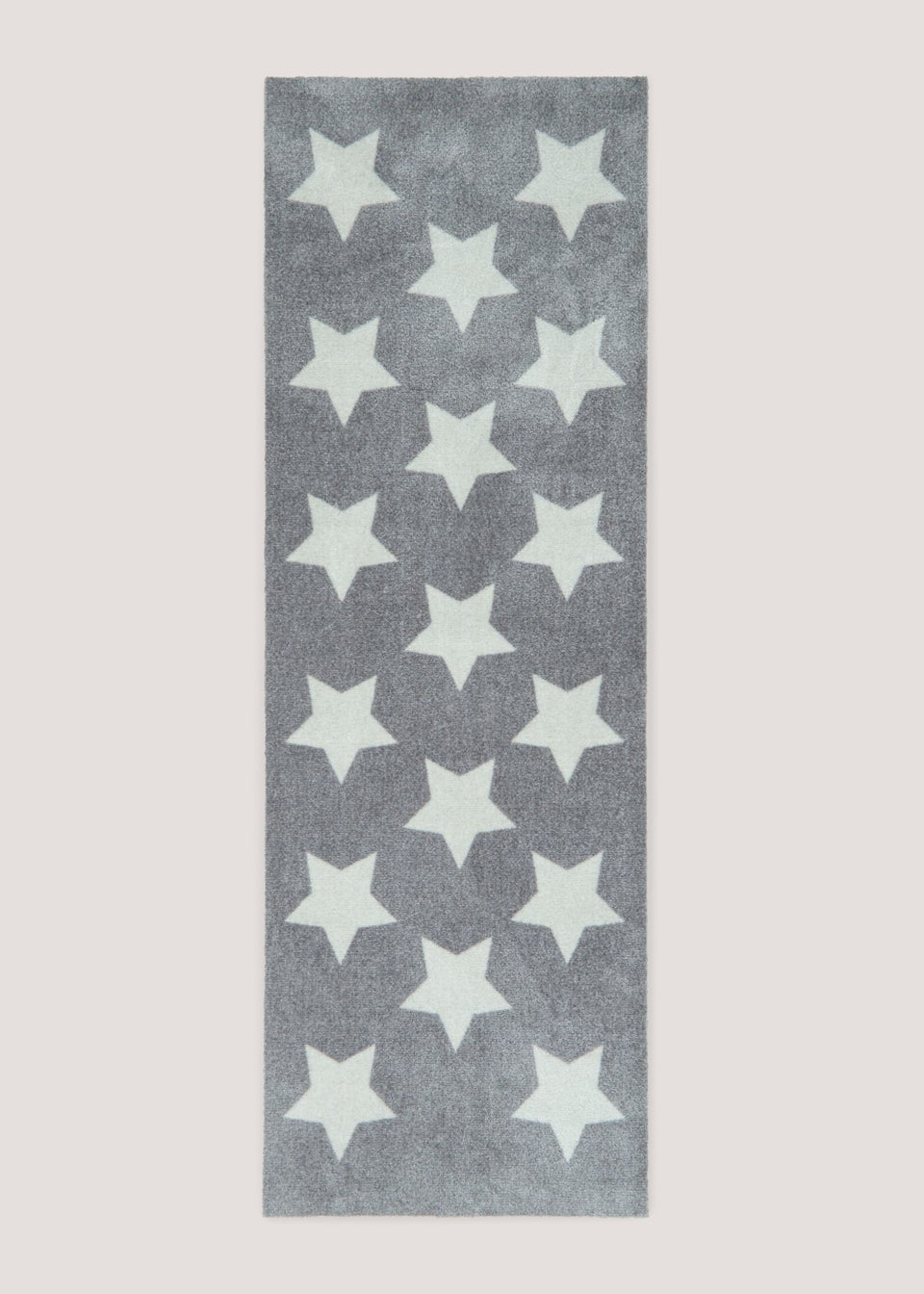 Grey Star Print Runner Washable Muddle Mat (50cm x 150cm)