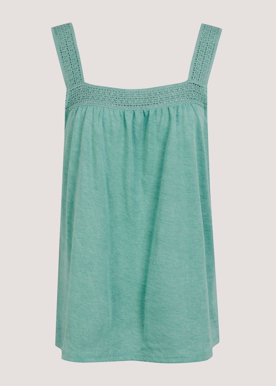 Green Square Neck Woven Vest Top