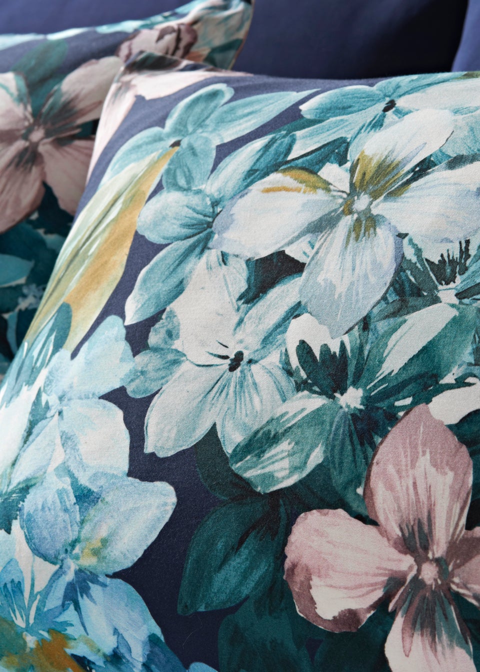 Navy Hydrangea 100% Cotton Reversible Duvet Cover