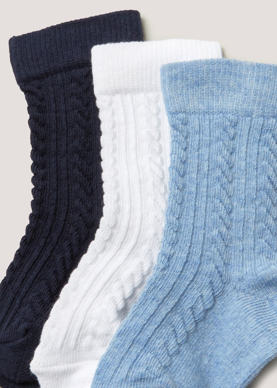 3 Pack Blue Cable Baby Socks (Newborn-12mths)