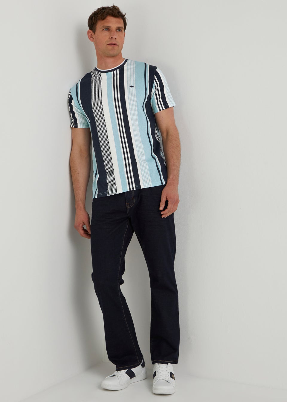 Blue Houndstooth Stripe T-Shirt