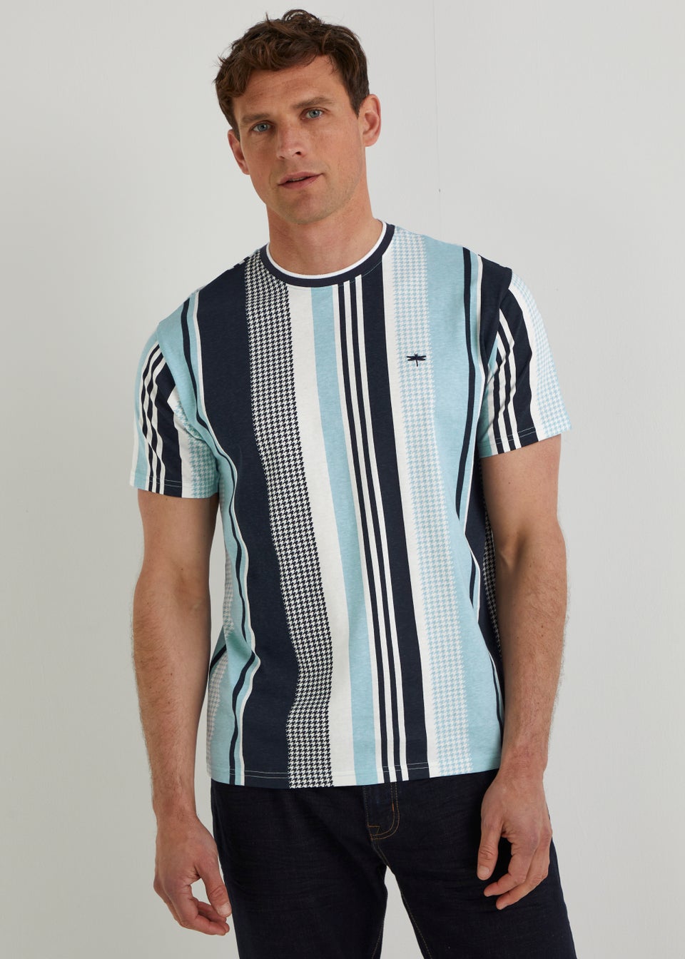 Blue Houndstooth Stripe T-Shirt