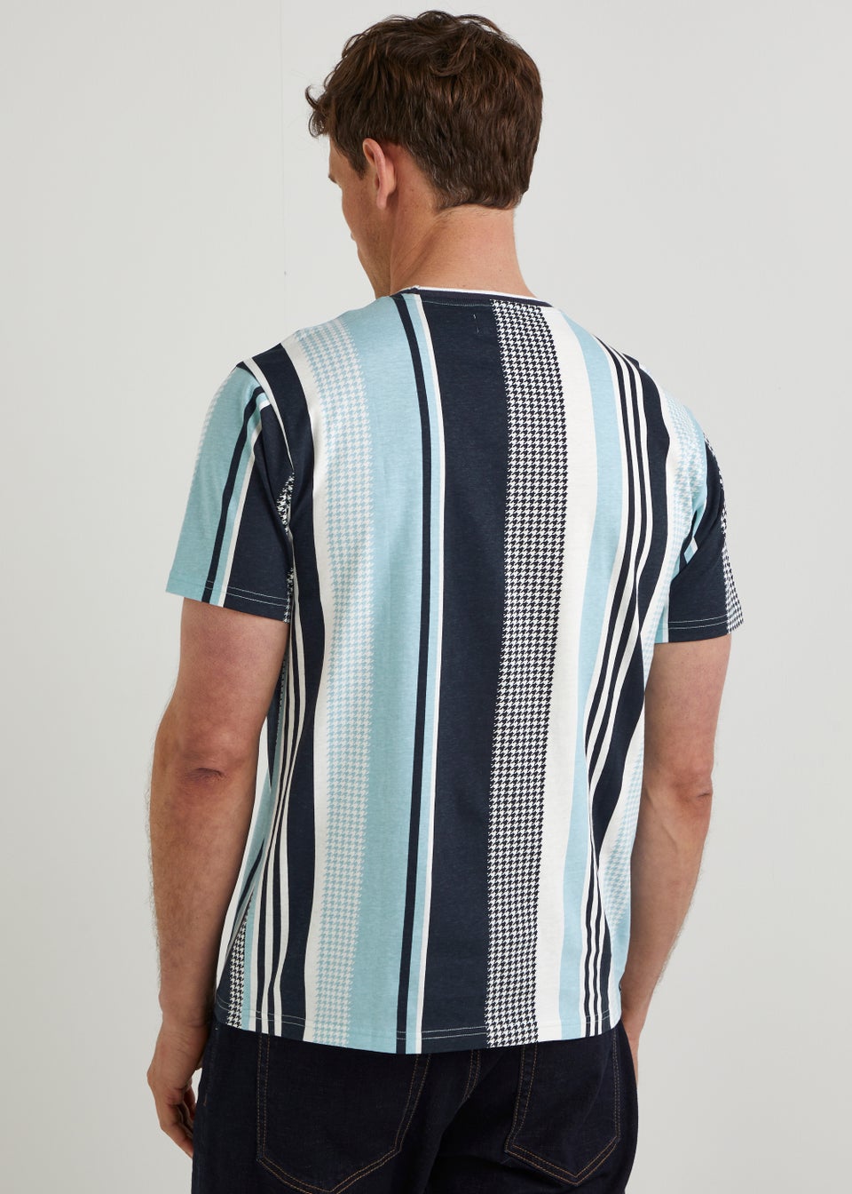 Blue Houndstooth Stripe T-Shirt
