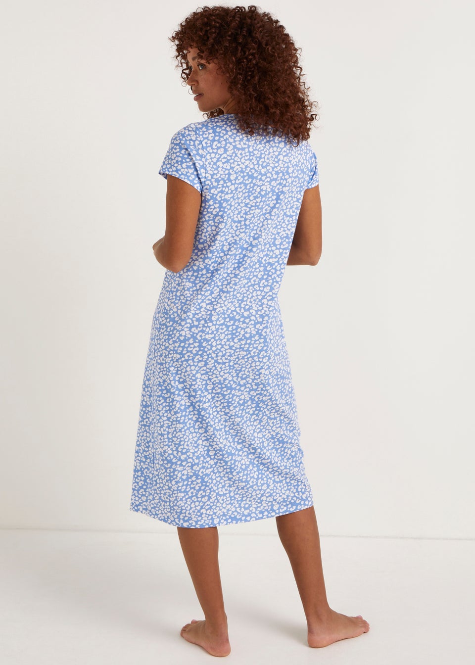 Blue Animal Print Longline Lace Nightie