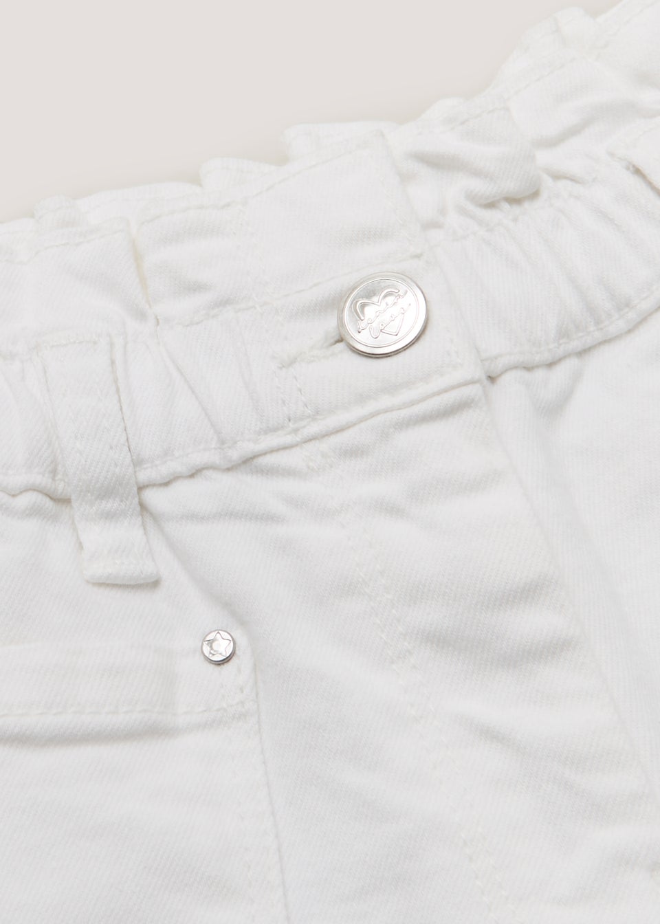 Girls White Paperbag Shorts (4-13yrs)