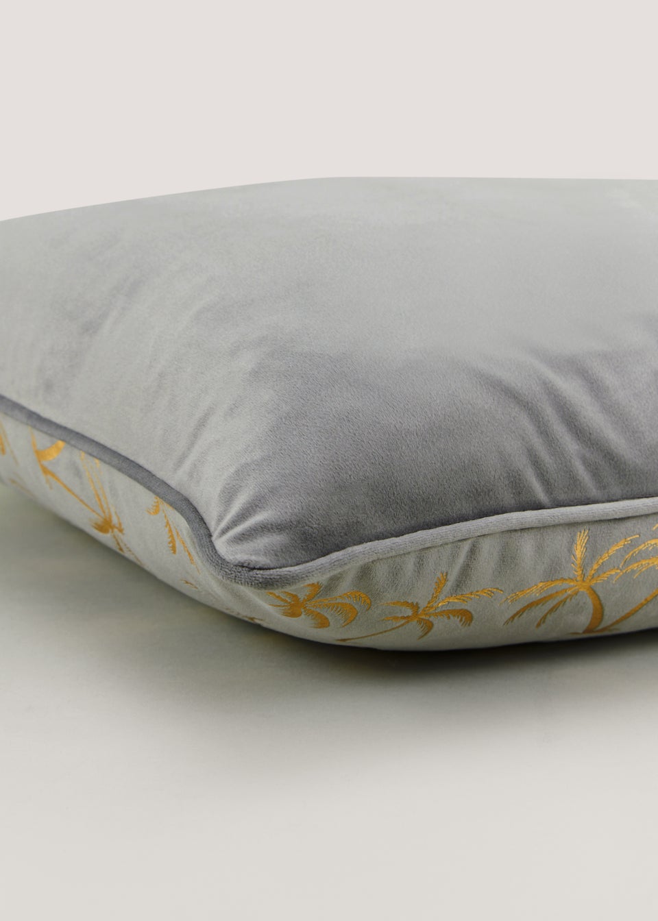 Grey Metallic Palm Tree Cushion (43cm x 43cm)