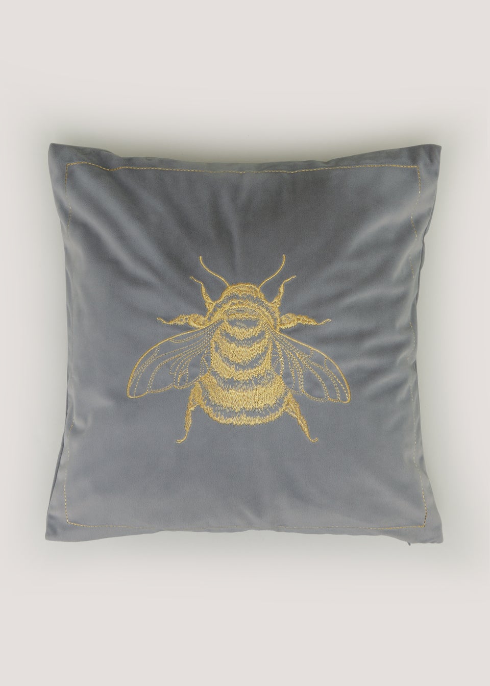 Grey Bee Embroidered Bee Cushion (43cm x 43cm)