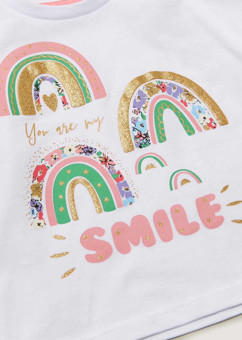 Girls White Rainbow T-Shirt (9mths-6yrs)