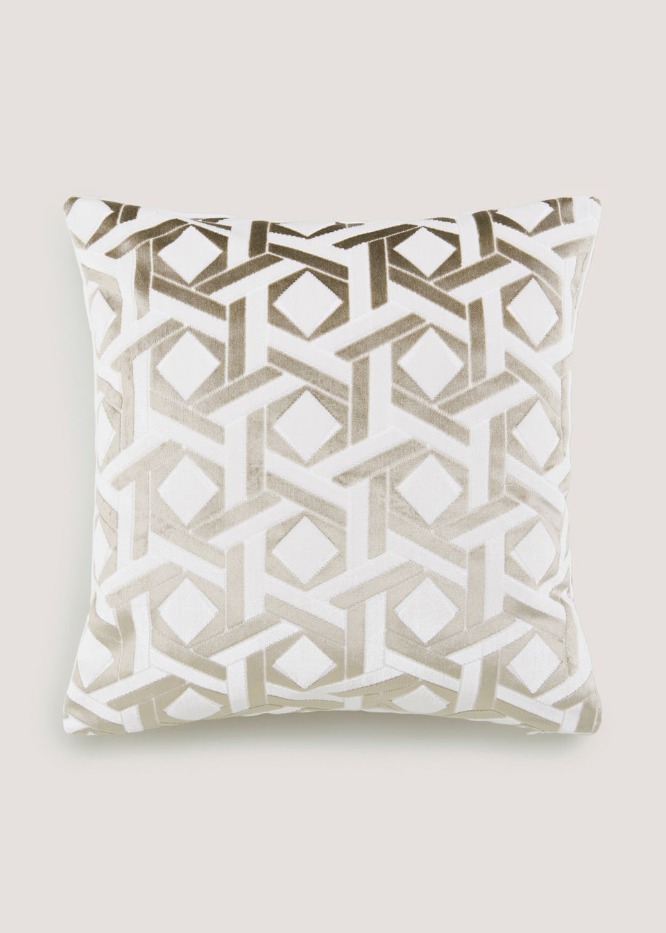 White Diamond Cut Velvet Cushion (43cm x 43cm)