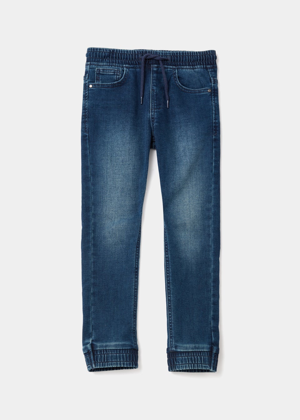 Boys Dark Wash Jersey Denim Cuffed Jeans (4-13yrs)