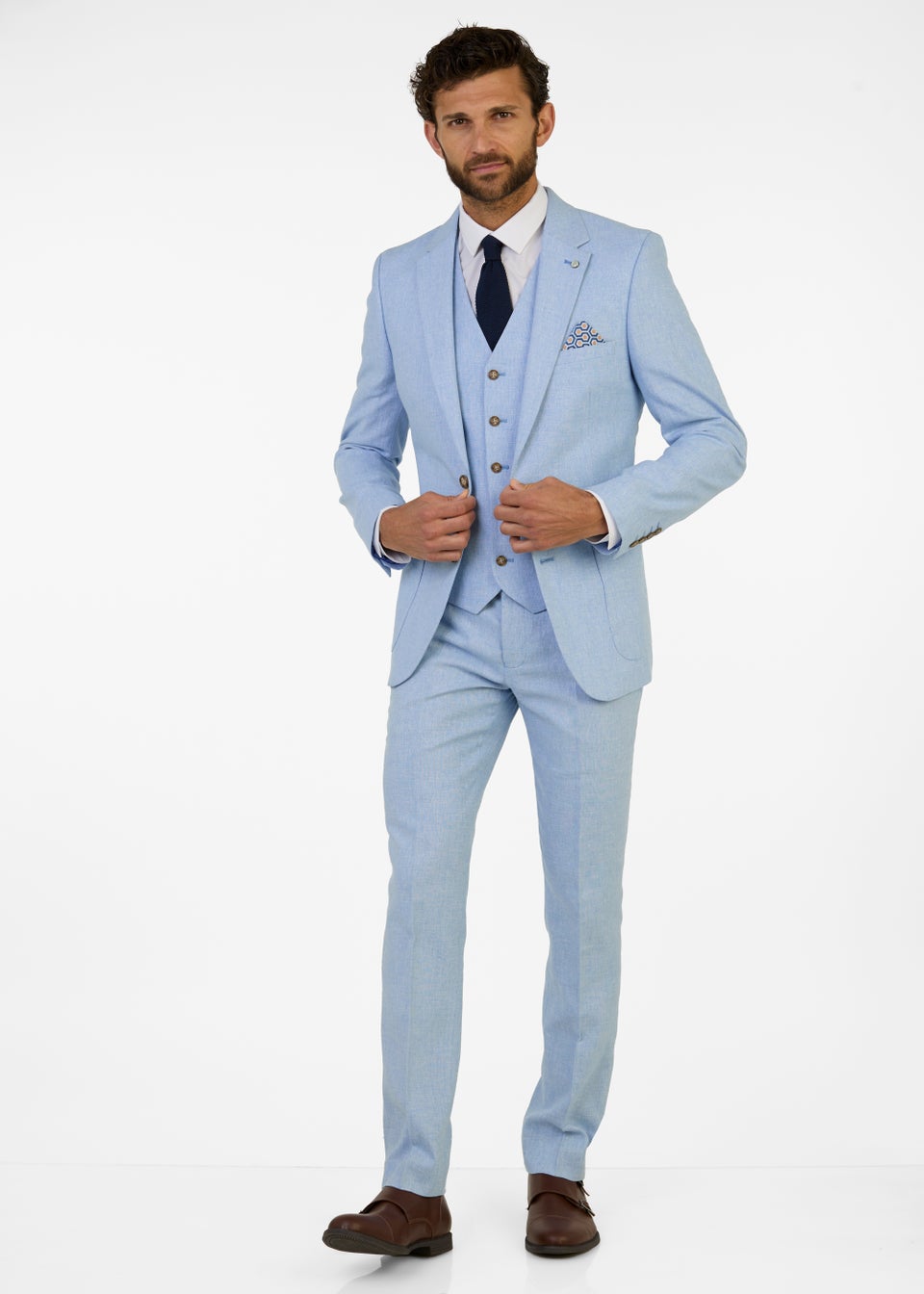 Broken Stitch Derbyshire Blue Slim Fit Suit Trousers - Matalan