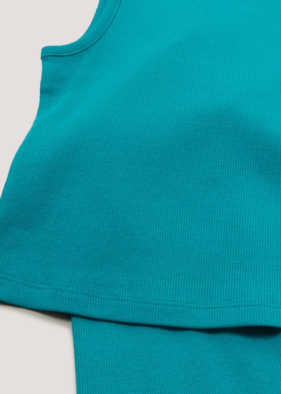Girls Blue Ribbed Vest & Cycling Shorts Set (4-13yrs)