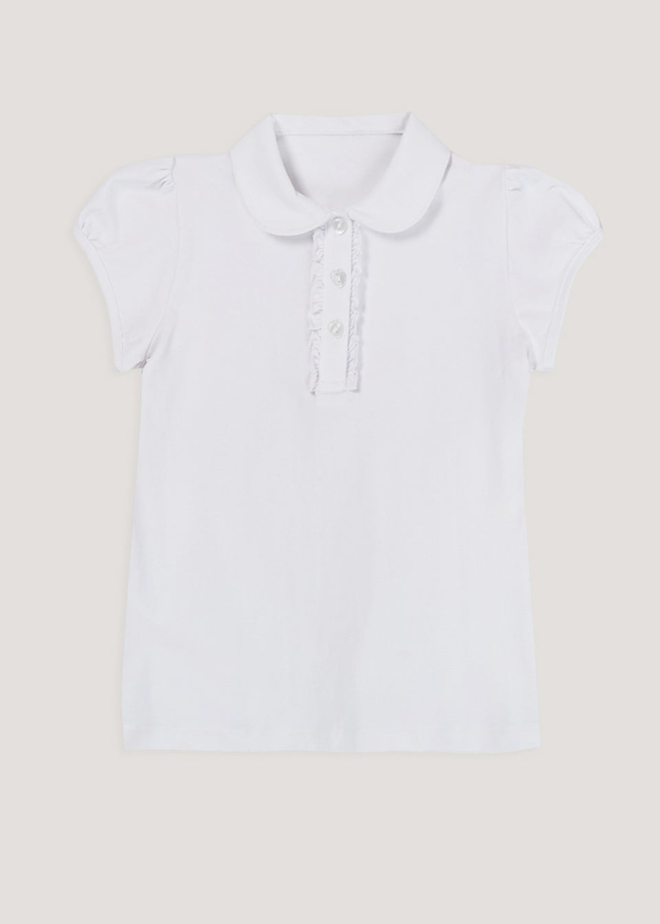 Girls White Jersey School Polo Shirt (3-13yrs)