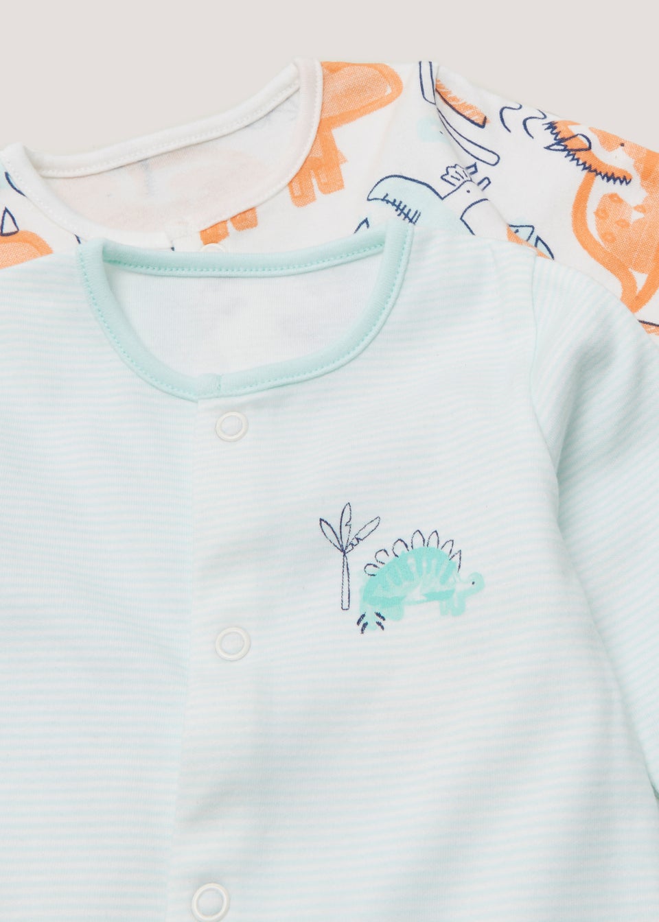 Baby 2 Pack Dinosaur Sleepsuits (Newborn-23mths)