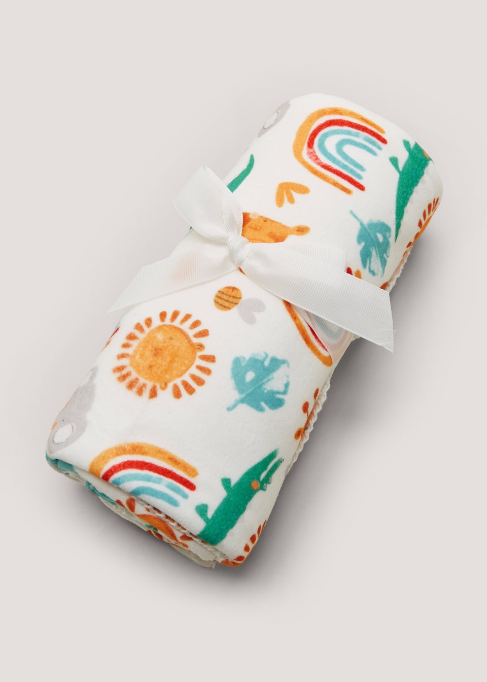 Multicoloured Rainbow Safari Animal Baby Blanket (100cm x 75cm)