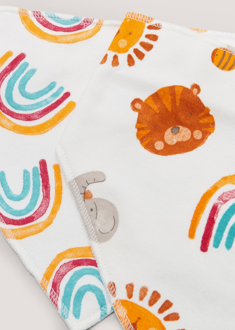 2 Pack Multicoloured Rainbow Safari Animal Bibs Matalan