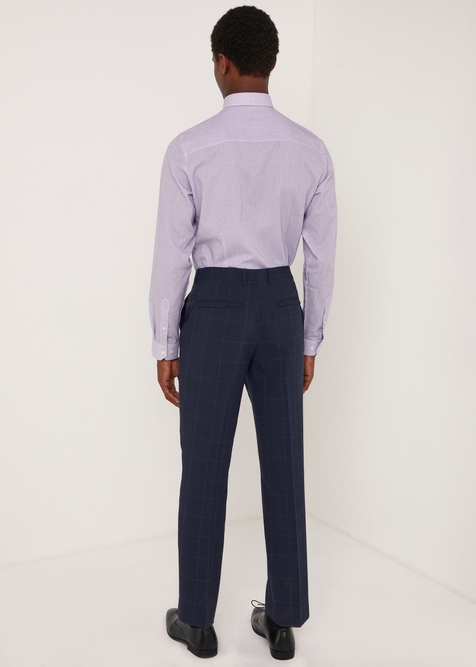 Taylor & Wright Navy Check Formal Trousers Matalan