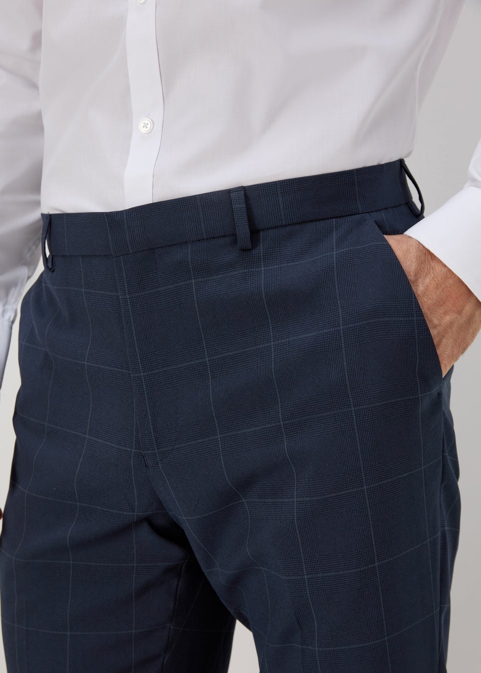 Taylor & Wright Navy Check Formal Trousers