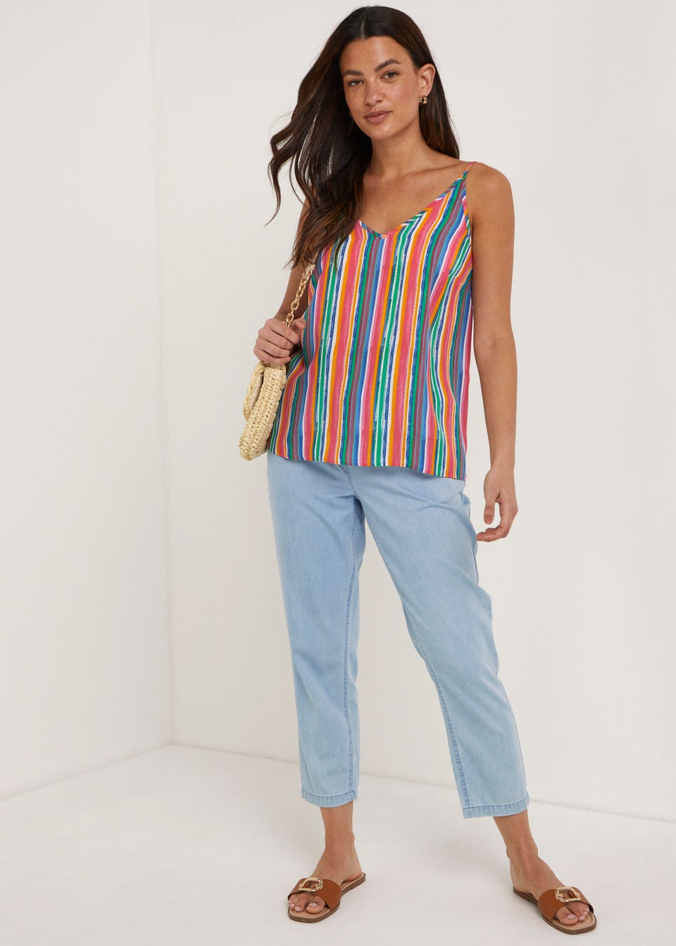 Multicoloured Stripe Print Cami Top