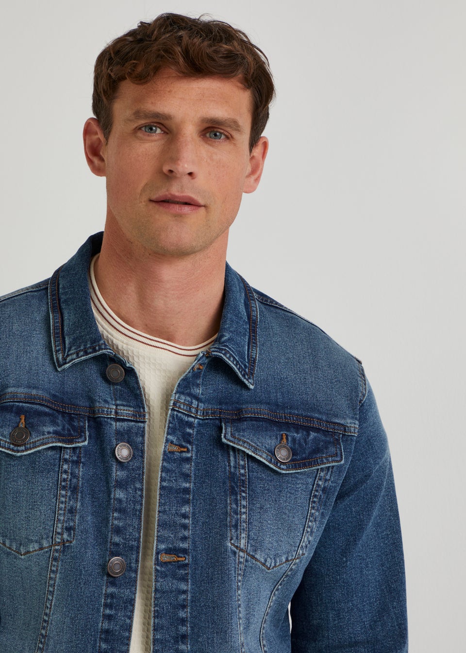 Mid Wash Denim Jacket - Matalan