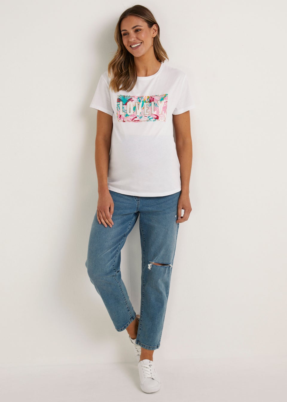 Maternity Ava Mid Wash Over Bump Mom Jeans
