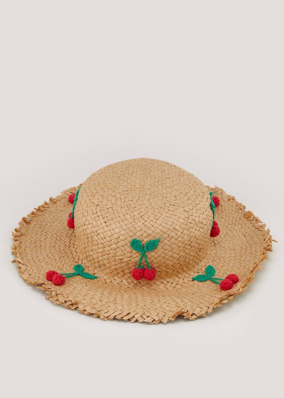 Girls Natural Cherry Straw Sun Hat (7-13yrs)