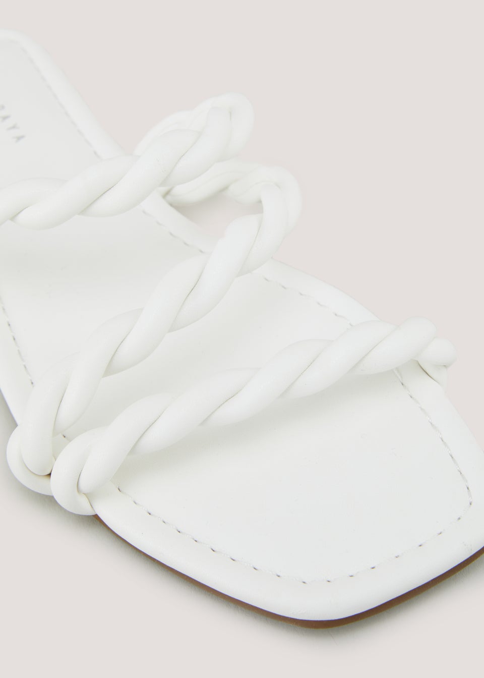 White Wide Fit Asymmetric Plait Sandals