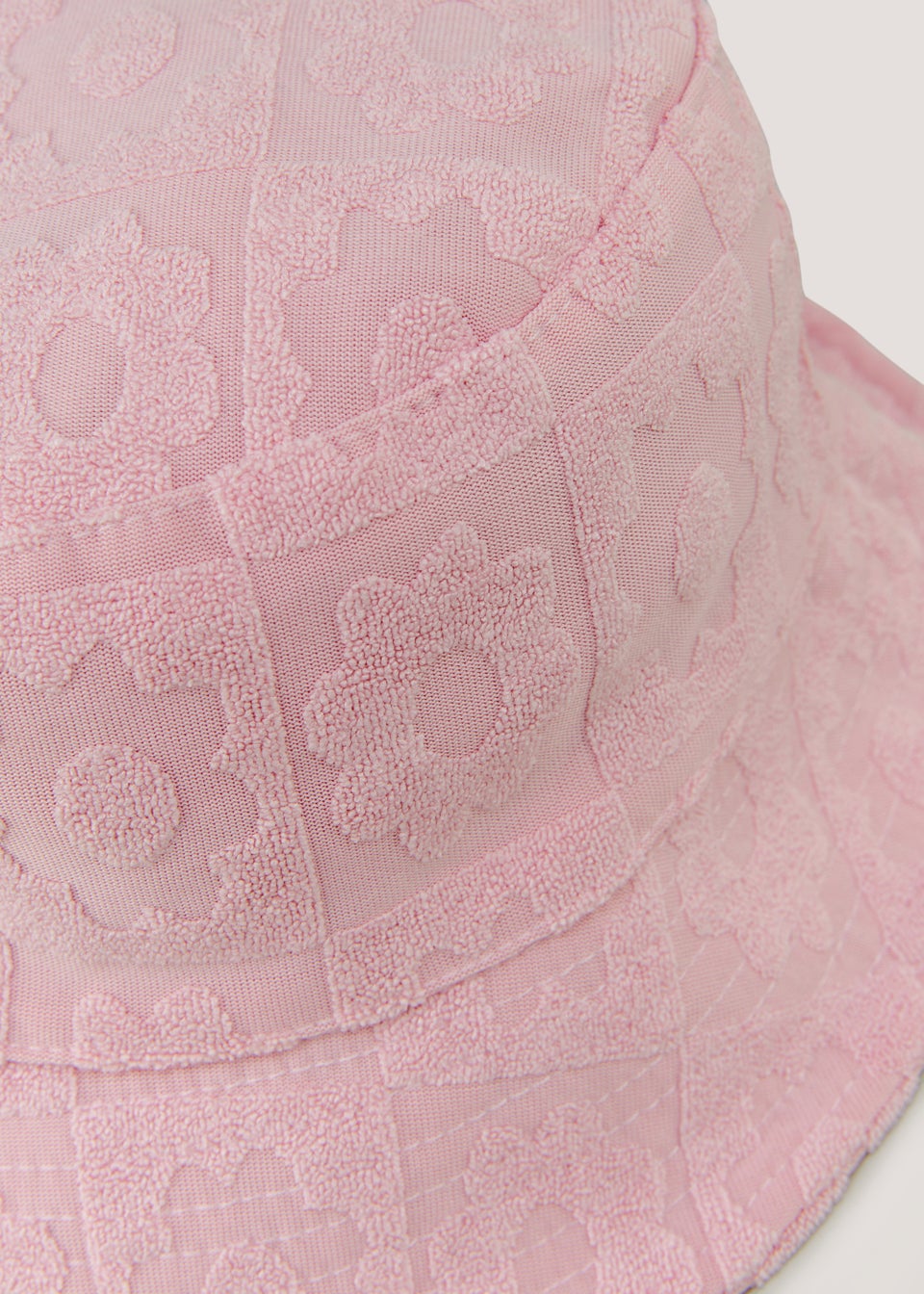 Girls Pink Flower Print Towel Bucket Hat (7-13yrs)