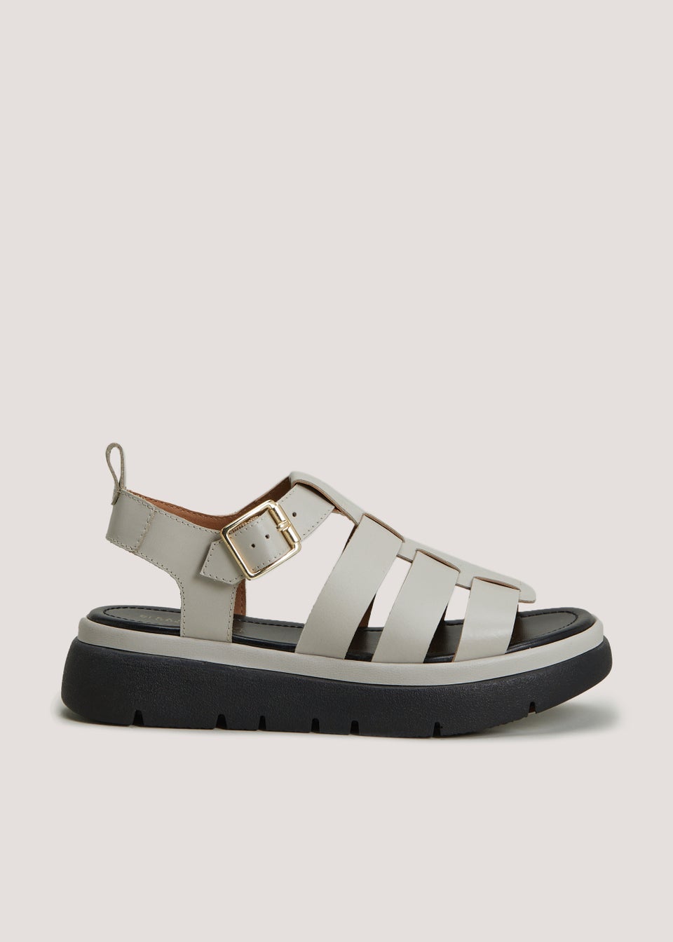Stone Real Leather Chunky Gladiator Sandals - Matalan