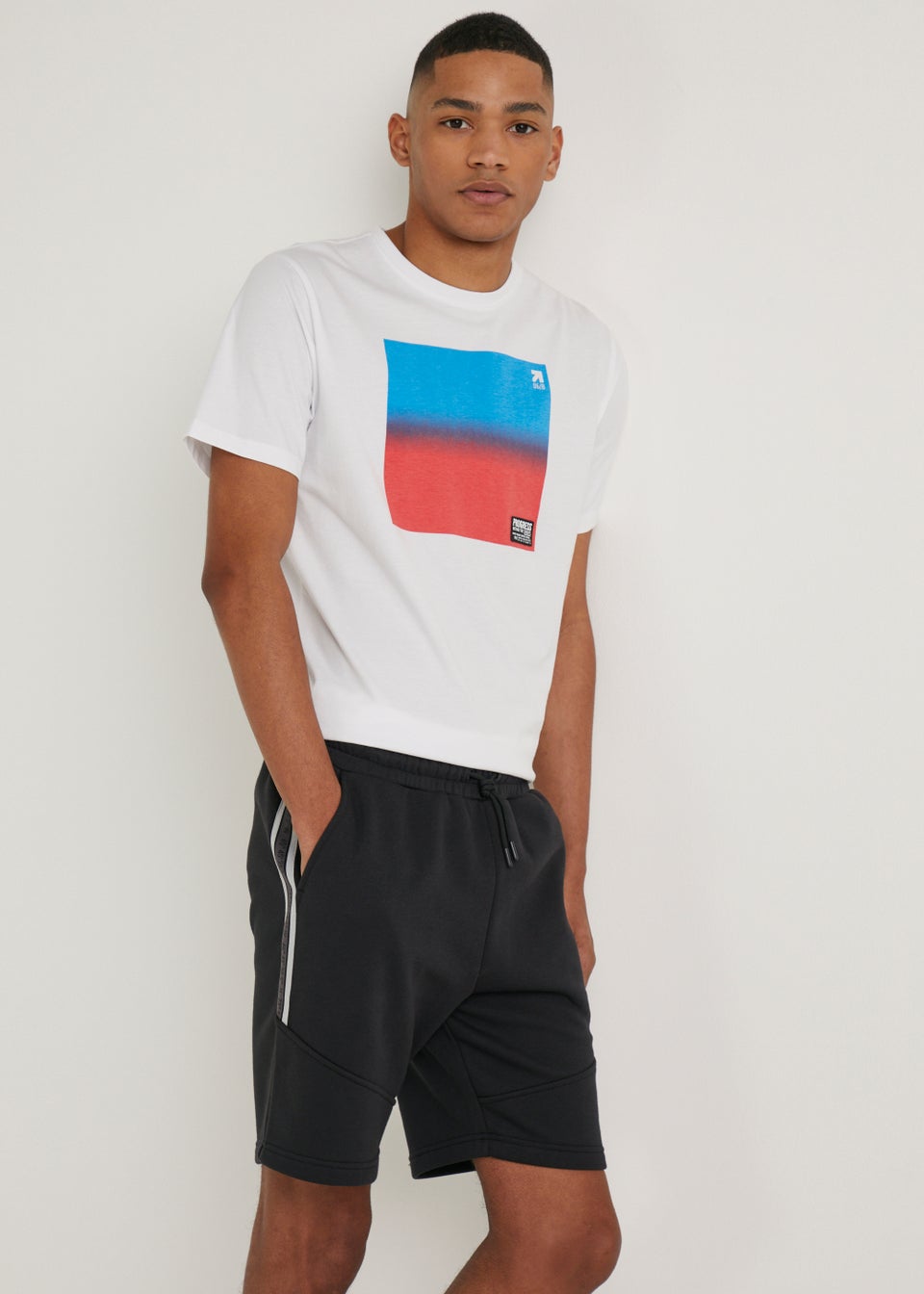 US Athletic Black Tape Jogger Shorts