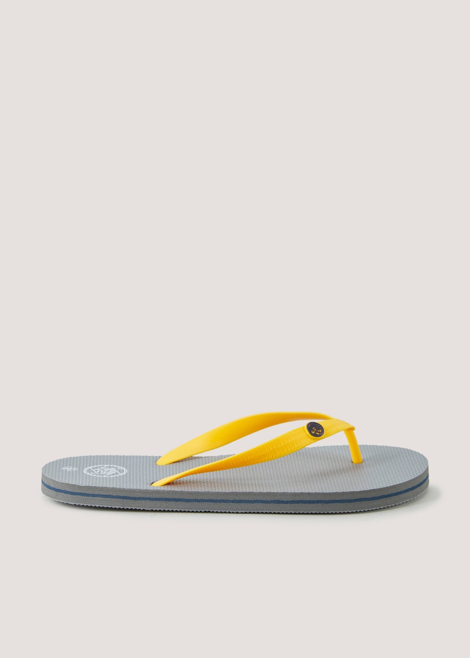 Yellow & Grey Stripe Palm Flip Flops - Matalan