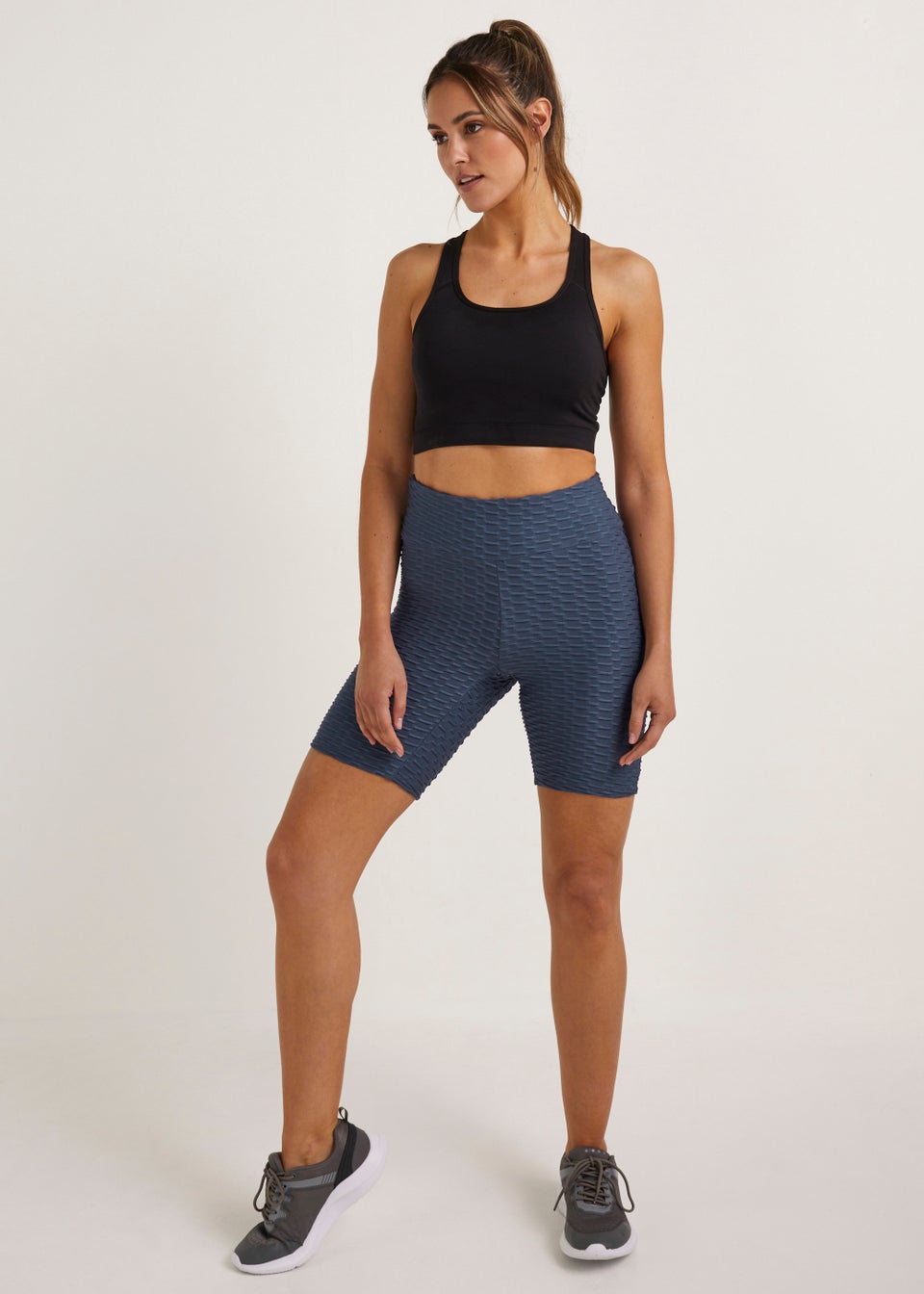 Souluxe Blue Ruched Sports Shorts - Matalan