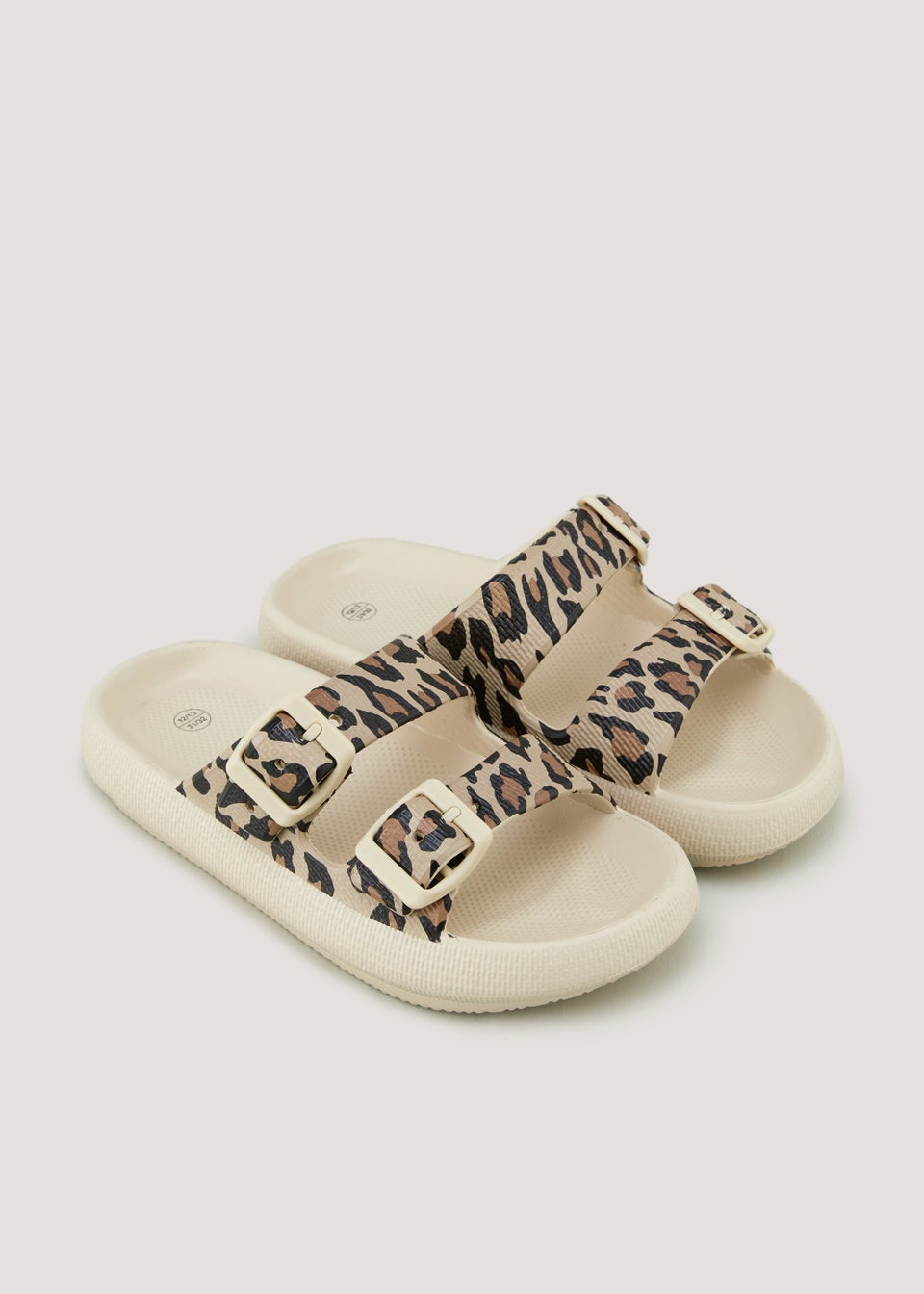 Girls Leopard Print Buckle Chunky Sliders (Younger 10-Older 5)