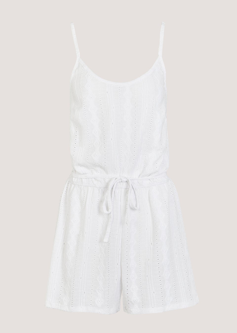 White Cutwork Playsuit