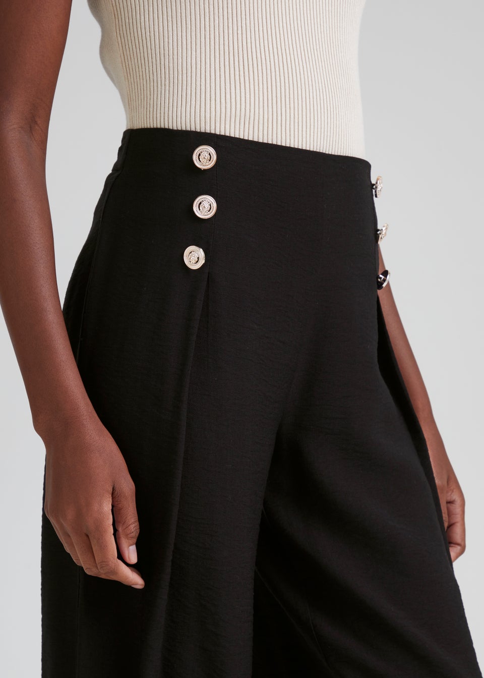 Et Vous Black Linen Blend Culotte Trousers