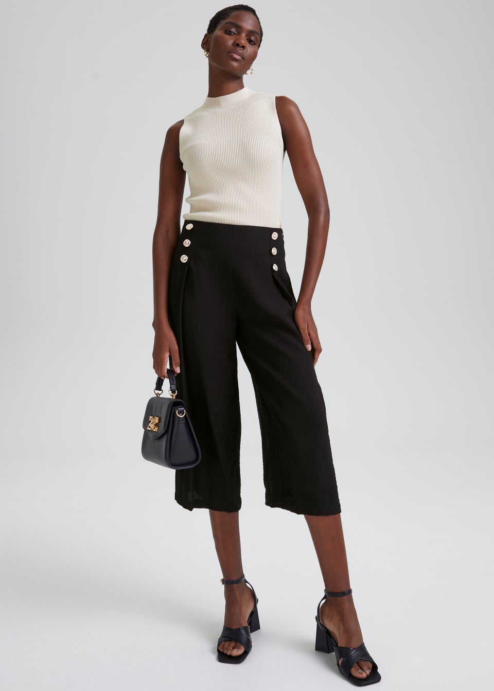 Et Vous Black Linen Blend Culotte Trousers