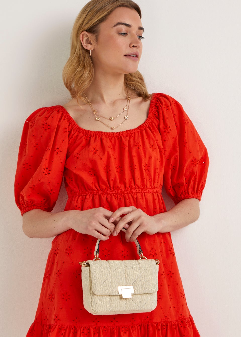 Cream Top Handle Mini Tote Bag