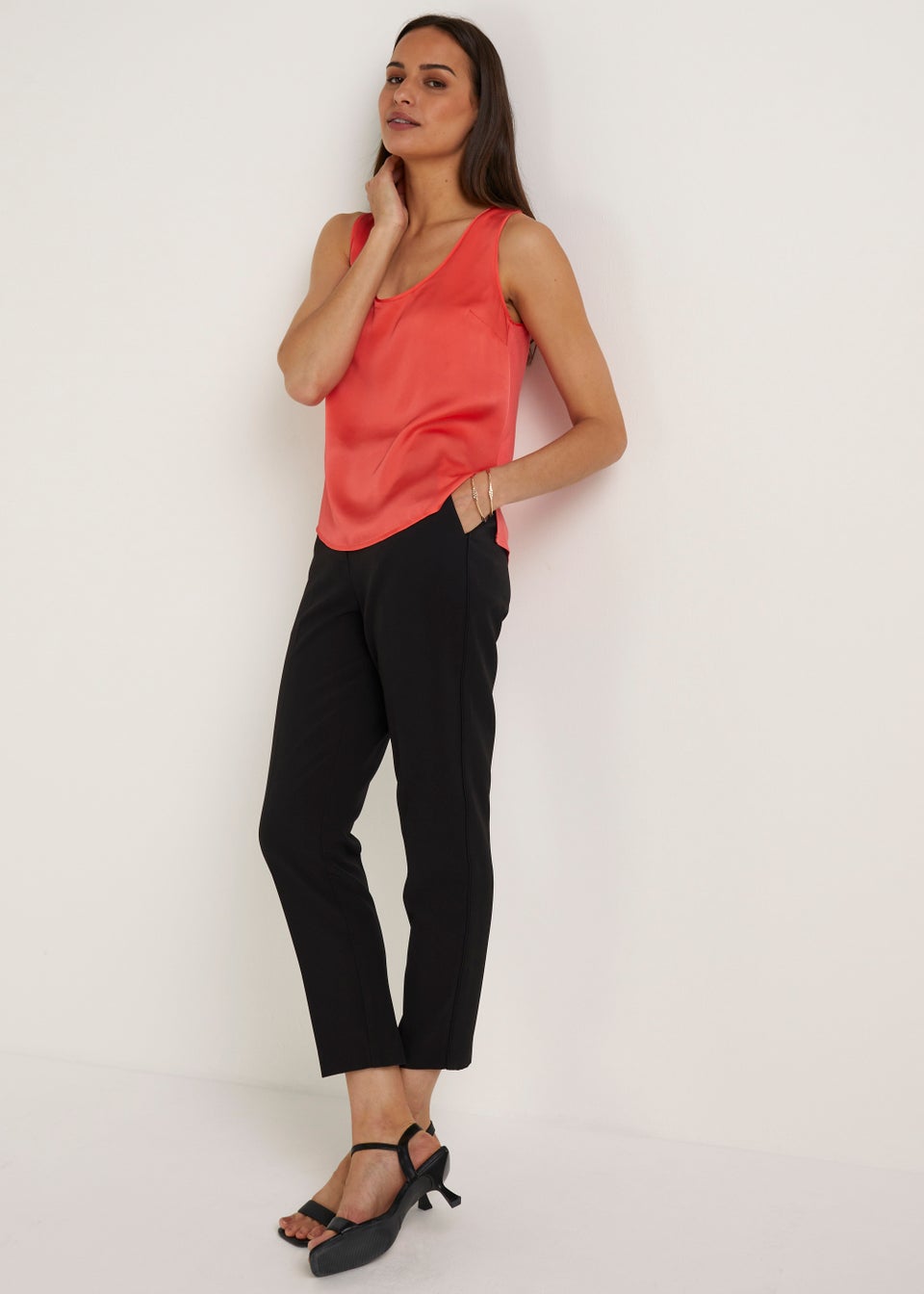 Et Vous Coral Satin Vest Top